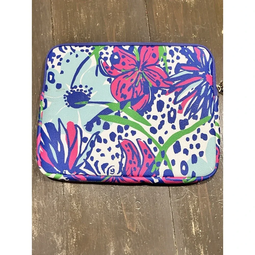 New Lilly Pulitzer iPad Tech Clutch Bag Resort White IN THE GARDEN Purse Handbag